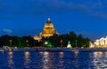 View of St. Isaac Cathedral on night. Saint-Petersburg, Russia Royalty Free Stock Photo