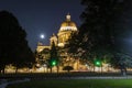 View of St. Isaac`s Cathedral on a summer moonlit night, St. Petersburg, Russia. Royalty Free Stock Photo