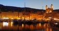 View of St Jean Baptiste cathedral and old port of Bastia ,second largest corsican city and main entry point to the island