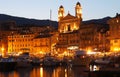 View of St Jean Baptiste cathedral and old port of Bastia ,Corsica - second largest corsican city and main entry point Royalty Free Stock Photo