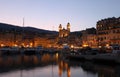 View of St Jean Baptiste cathedral and old port of Bastia ,second largest corsican city and main entry point to the