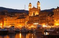 View of St Jean Baptiste cathedral and old port of Bastia ,second largest corsican city and main entry point to the