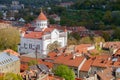 View from St. Johns bell tower to the Vilnius old town. Lithuania.