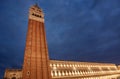 View of St Mark`s Campanile by night at Piazzetta San Marco in Venice, Italy Royalty Free Stock Photo