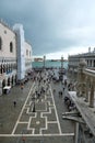 View on St. Mark`s Square and Doge`s Palace from Saint Mark`s Cathedral in Venice, Italy