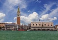 View of St. Mark`s square from the side of the Venetian lagoon. Venice,