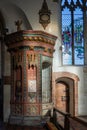 Totnes, Devon, UK - January 16. View of St Marys Church interior in Totnes, Devon on January 16, 2024