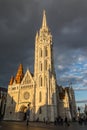 View of St. Matthias Church in Budapest before a thunderstorm. Hungary Royalty Free Stock Photo