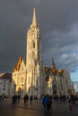 View of St. Matthias Church in Budapest before a thunderstorm. Hungary Royalty Free Stock Photo