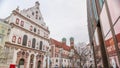 View of the St. Michael's Church and the pedestrian street of Neuhauser in centre of Munich timelapse. Germany. Royalty Free Stock Photo