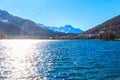 View of St. Moritz lake in Graubunden canton, Switzerland Royalty Free Stock Photo