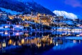 View of St. Moritz in Switzerland at night Royalty Free Stock Photo