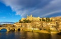 View of St. Nazaire Cathedral and Pont Vieux in Beziers Royalty Free Stock Photo
