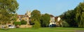 View of St Neots from the Regatta Meadow including the river Ouse and St Marys chuch tower,