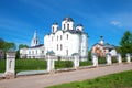 View of the St. Nicholas Cathedral 1113 on Yaroslav`s Court on a sunny May day. Veliky Novgorod, Russia