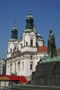 View of St. Nicholas Church in Old Town Square in Prague, Czech Republic Royalty Free Stock Photo