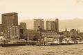 View of the St. Pauli Piers, one of Hamburg`s major tourist attr