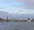 View of the St. Pauli Piers, one of Hamburg`s major tourist attr