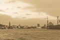 View of the St. Pauli Piers, one of Hamburg`s major tourist attr Royalty Free Stock Photo