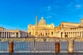 View of St Peter Basilica and Piazza San Pietro in Vatican City, Rome, Italy. Famous Roma landmark Royalty Free Stock Photo