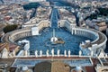 View of St Peter's Square from the roof of St Peter's Basilica, Vatican City, Rome, Italy