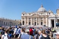 View of St. Peters basilica from St. Peter`s square in Vatican City, Vatican. Royalty Free Stock Photo