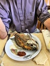 A view of St Peters Fish being served at the Mount of Beatitudes Church