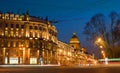 View of St. Petersburg. Saint Isaac's Cathedral from Palace Square in night Royalty Free Stock Photo