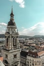 View of St. Stephen`s Basilica bell tower from above, Budapest, Hungary Royalty Free Stock Photo