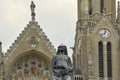 View of the St. Stephen`s Basilica in Budapest. The majestic catholic cathedral on cloudy sky background Royalty Free Stock Photo