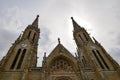 View of the St. Stephen`s Basilica in Budapest. The majestic catholic cathedral on cloudy sky background. The largest temple of Royalty Free Stock Photo