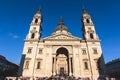 View of St. Stephen`s Basilica, a Roman Catholic basilica in Budapest, Hungary, summer sunny day