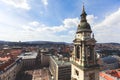 View of St. Stephen`s Basilica, a Roman Catholic basilica in Budapest, Hungary, summer sunny day