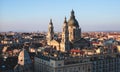 View of St. Stephen`s Basilica, a Roman Catholic basilica in Budapest, Hungary, summer sunny day