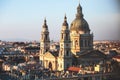 View of St. Stephen`s Basilica, a Roman Catholic basilica in Budapest, Hungary, summer sunny day