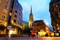 View of St Stephen`s Cathedral in Vienna, Austria in the evening Royalty Free Stock Photo