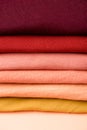 View of stack of folded colorful clothes Royalty Free Stock Photo