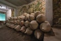 Antique amphorae in the subterranean section of Roman amphitheatre Arena in Pula, Croatia