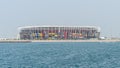 View of 974 stadium from sea.stadium build with containers Royalty Free Stock Photo