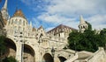 View of stairs of Fisherman`s Bastion and Matthias church in the morning, Castle hill in Buda, beautiful architecture Royalty Free Stock Photo