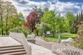 View of the stairs and the spring park on Elagin Island, St. Petersburg