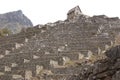 Machu Picchu stone stairs and houses perspective Peru