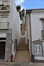Stairway to castle in typical street in Tavira, Algarve, Portugal