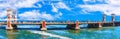 View on the Stanley Bridge, famous landmark of Alexandria, unique panorama of Egypt Royalty Free Stock Photo