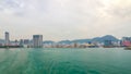 View from Star Ferry through Victoria Harbour timelapse hyperlapse, with the skyline of Hong Kong as backdrop Royalty Free Stock Photo