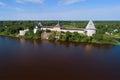 View of the Staraya Ladoga fortress aerial survey. Leningrad region, Russia Royalty Free Stock Photo