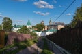 View of the Staroladozhsky Nikolsky Monastery in Staraya Ladoga town on Volhov river. Leningrad region, Russia