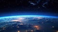 View of stars and milkyway above Earth from space. Beautiful space view of the Earth with cloud formation. Generative Ai Royalty Free Stock Photo