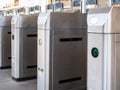 View of the station turnstiles waiting for crowds of passengers Royalty Free Stock Photo