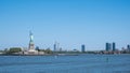 View of the Statue of Liberty on Liberty Island in New York Harbor in New York City Royalty Free Stock Photo